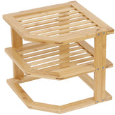 Organizador de Armário Rack de Canto em Bambu 2 Andares Tyft Yoi Marrom Claro